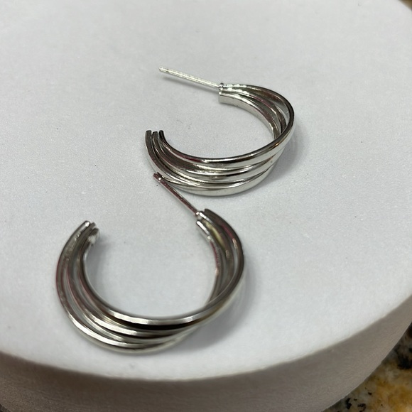 Silver Tri Hoops - Picture 5 of 6